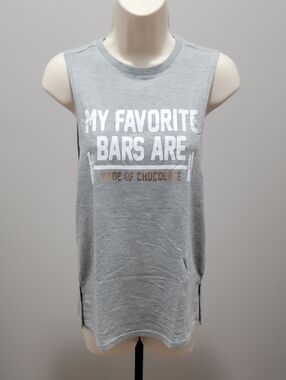 Graphic Muscle Tank "My Favorite Bars Are Made Of Chocolate" - Grey Sz XS
